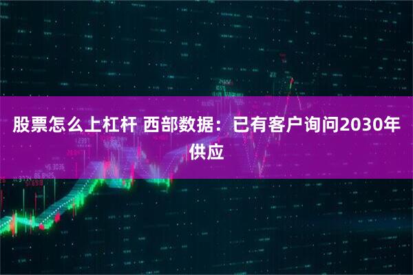 股票怎么上杠杆 西部数据：已有客户询问2030年供应